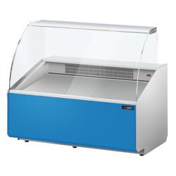 Banco gastronomia professionale - 1256x979mm - Statica - 262 L - Vetro dritto - Colore Dunkelgrau - Pannello frontale Hellblau
