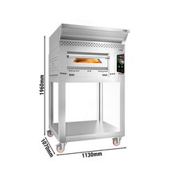 Gas pizza oven - 4x 34cm - Manual - incl. hood, base & castors
