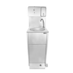 Handwasbak | Wasstation - Roestvrij staal - met voetbediening, papier- & zeepdispenser