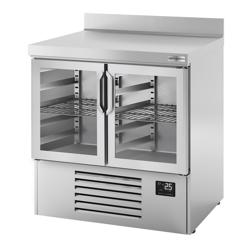 Commercial Counter Fridge PREMIUM PLUS - 978x700mm - glass doors - with upstand - capacity 230 litres