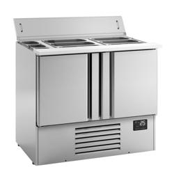 Saladette réfrigérée PREMIUM PLUS - 978mm - 230L - 2 portes - avec découpe pour 6x GN 1/3 & 3x GN 1/6 & Couvercle inox