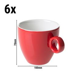 (6 szt.) BART COLOUR CAFE - Filiżanka do kawy - 170ml - Czerwony - Porcelana - sztaplowana