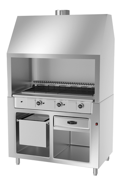 Grill a gás - em aço inoxidável 1,4 m