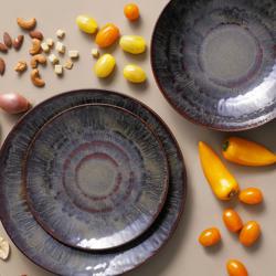 (6 pcs) VITTORIA | Plates - flat - Stoneware - Ø210mm - Brown