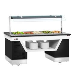 Banco buffet professionale refrigerato BELFAST - 2000mm - con vasca refrigerata - su ruote - per 5x GN 1/1 - Self Service