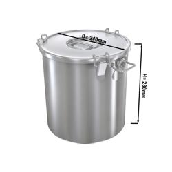 Bac alimentaire avec couvercle - inox - Ø 240 mm - 12 litres