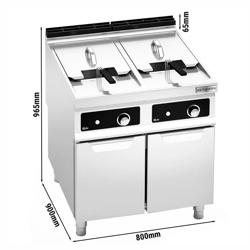 Dubbele elektrische friteuse - 22+22 liter - 44 kW - mechanische bediening - met aftapkraan