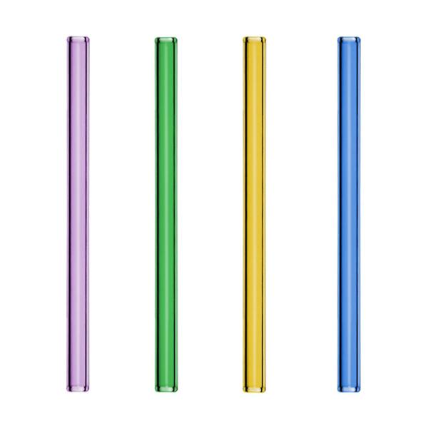 (48 pcs) Glass Drinking Straws - 200mm - ø 8mm - straight - 4 Colours - incl. 1 Nylon cleaning brush