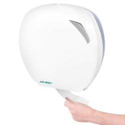AIR-WOLF | Büyük Rulolar için Tuvalet Kağıdı Dispenseri - 290 mm'ye kadar 1 büyük rulo için - ABS plastik - beyaz