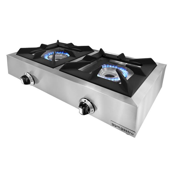 Mașină de gătit / Aragaz profesional pe gaz - 770x400x170 mm - 11 kW - 2 arzătoare