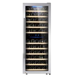 Cave à vin professionnelle - Cadre inox - Porte vitrée - 2 zones - 200L - max. 73 bouteilles