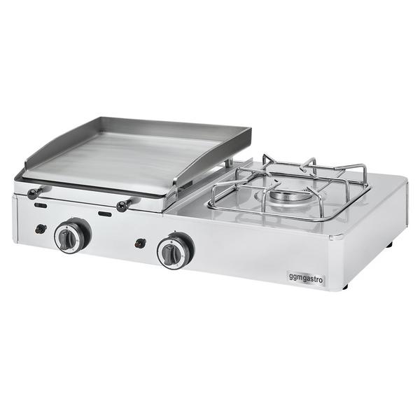 Plancha a gas Fry top - placa de acero rectificado - 6,3 kW - Liso - Superficie de cocción: 383x395mm