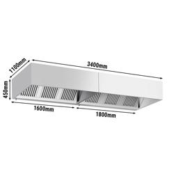 Commercial Box Extraction Canopy - Stainless Steel - Two-Block – Gastronomy – 6 Baffle Filters – 1600×1100 & 1800×1100 mm