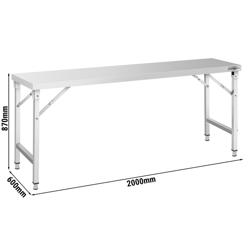 Table de travail en inox – pliable – 2000 × 600 mm