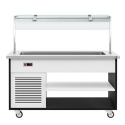 Refrigerated Salad Bar Trolley DANZIG - 1600mm - for 4x GN 1/1 - Mobile - with Gantry - with Sneeze Screen