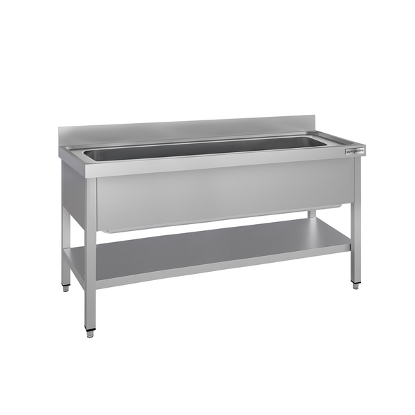 Stół zlewozmywakowy do mycia garnków ECO - 1600x600mm - z dolną półką & 1 zlewem