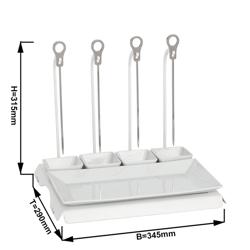 Gancio per spiedi - Bianco - incl. 4 spiedi