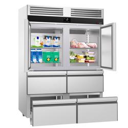 ثلاجة عمودية ستانلس ستيل PREMIUM - GN 2/1 - 1400 L - حتى -2…+8 °C - مع بابان - تبريد هوائي، أبواب ذاتية الإغلاق