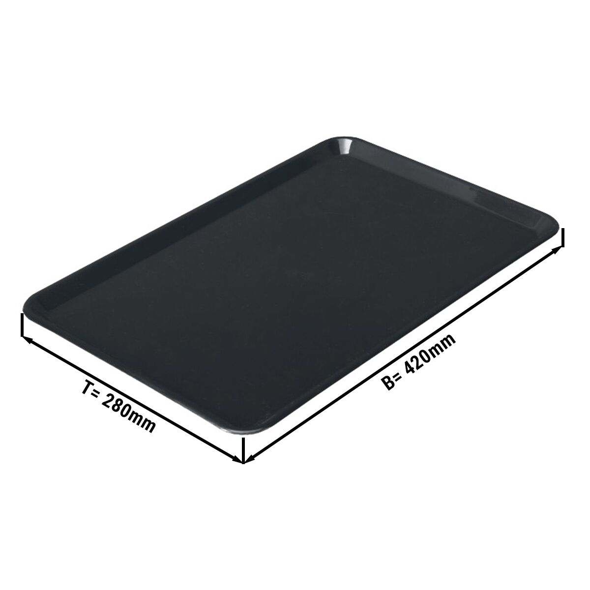 Plateau de présentation rectangulaire - plastique - 420 x 280 x 15 mm - Noir