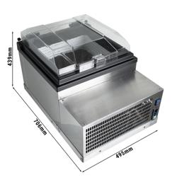 Stołowa witryna do lodów – 490 mm – statyczna – na 2 pojemniki na lody o pojemności 5 litrów – wypukła pokrywa