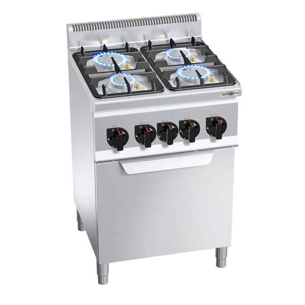 Gasfornuis - Lorenzo 600 - 600x600mm - 19,0 kW - 4 pits - incl. elektrische heteluchtoven - 3,0 kW