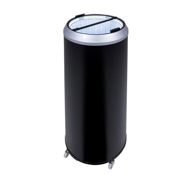 GASTRO-COOL | Réfrigérateur de fête / tonneau réfrigérant - 71 litres - couvercle en verre et roulettes - Noir       