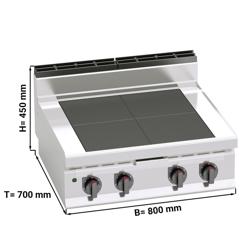 Cucina elettrica professionale - LORENZO - 700 Tief - 800x700x450mm - 12,0 kW - 4 piastre quadrate - da banco
