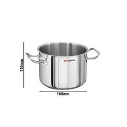 Kookpan (hoog) - RVS - 2 liter - Ø 160mm - Hoogte: 110mm - met inductiebodem / sandwichbodem