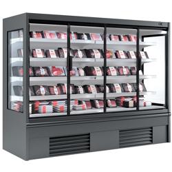 Wandkoelmeubel - 2580mm - 1605 liter - met 4 dubbelglas glazen draaideuren & 4 schappen - anthracietgrijs