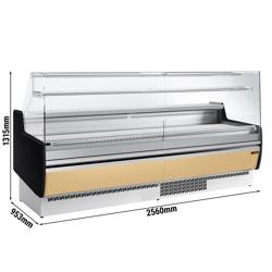 Banco gastronomia professionale Lennya - 2560x953mm - Ventilata - 282 L - Vetro dritto - con 4 porte scorrevoli - Pannello frontale Beige - con 1 ripiani