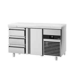 Koelwerkbank PREMIUM - 1400x700mm - met 1 deur & 3 laden - incl. snijplank wit