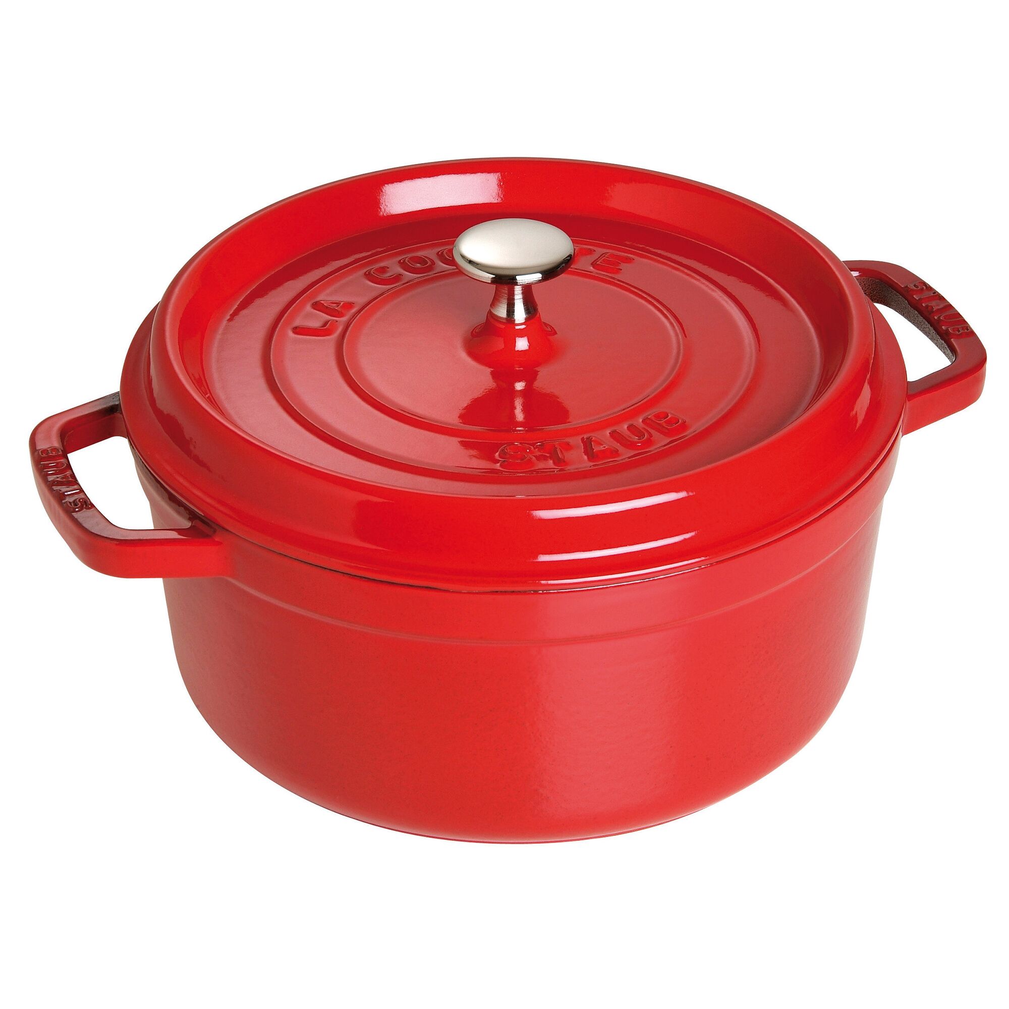 STAUB | Cocotte Round Enamelled Cast Iron Casserole Dish – Ø 180 mm – Cherry Red