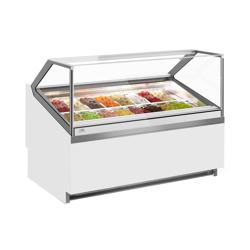 Vitrine à glace IVY – 1606 mm – refroidissement ventilé – pour 16 bacs à glace de 5 litres – Blanc