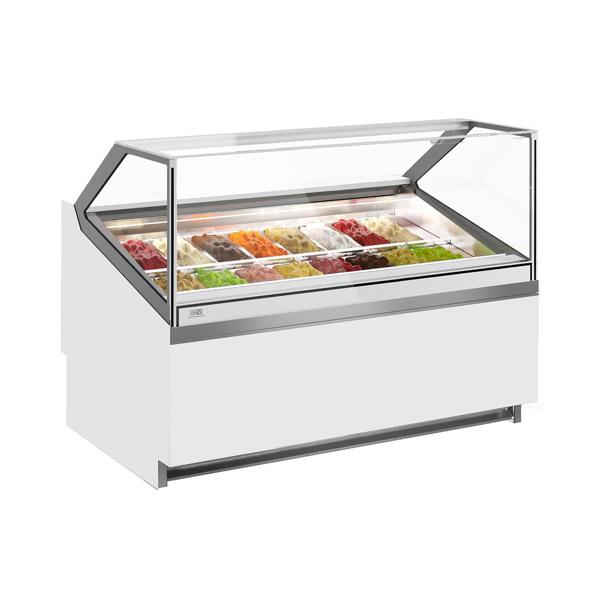 Commercial Ivy Ice Cream Display Freezer – 16 × 5 L Napoli pans - 1606 mm - Ventilated - White