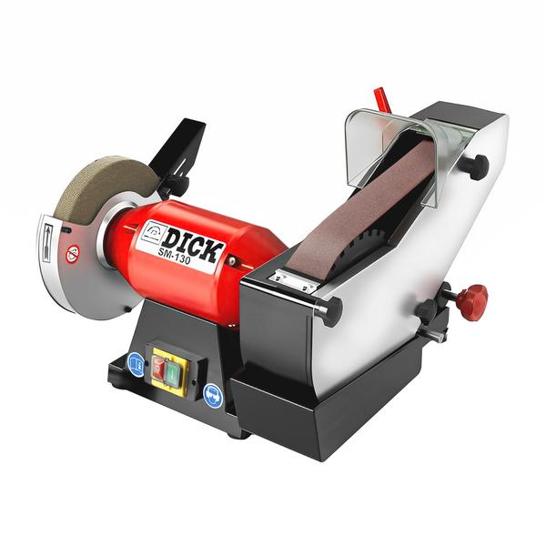 F. DICK | SM-130 Wet Belt Knife Sharpener – Belt 1000×50 mm – Ø200×25 mm Wheel – 400 W – Red