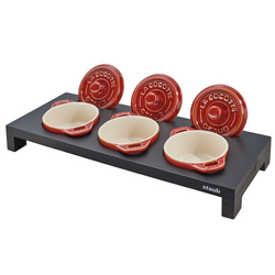 STAUB | SPECIALITIES - Masă de servit pentru 3 mini cocottes - 420x160mm - Fibră lemnoasă - Negru