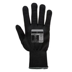 (10 pairs) PVC Dotted Grip Work Gloves – M - Black/Red - 13‑gauge - Food‑safe