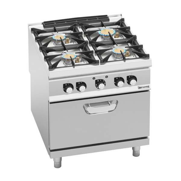 Placa de gas - con 4 quemadores - 28 kW - incl. horno eléctrico - 4,68 kW