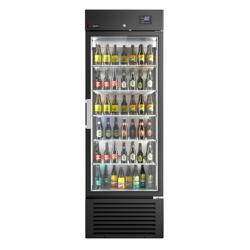 SUPERCOOLER | Commercial Beverage Display Fridge - 687mm - 500 Litres - stainless steel interior - with 1 hinged glass door - LED lighting - digital controller with temperature display - Temperature range -8 to 0 °C - Black