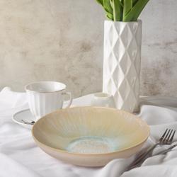 (12 pcs) LIGHT BLUE SEA | Deep Plate - Stoneware - Ø220mm - Blue