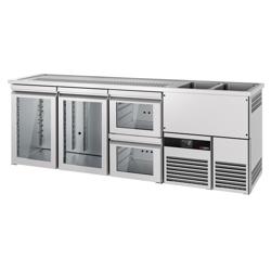 Barkoelkast PREMIUM - 2500x700mm - 2 glazen deuren & 2 laden