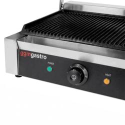 Commercial Contact Grill / Panini Press - Ridged Top & Bottom - 2.8 kW - Cast‑iron plates