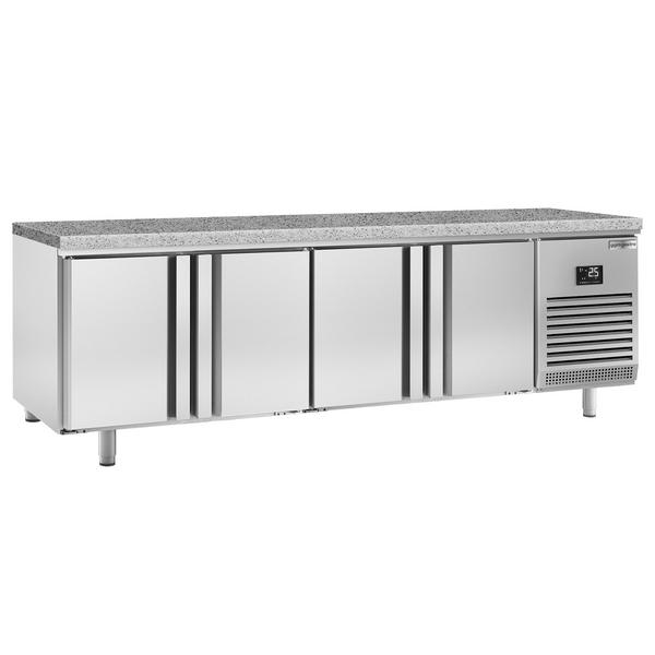 Bakkerij koelwerkbank PREMIUM PLUS - 2752x800mm - met 4 deuren - granieten werkblad
