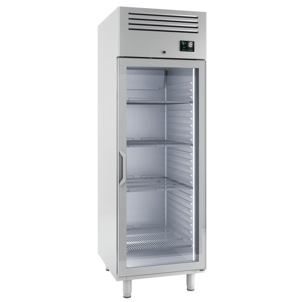 Buzdolabı paslanmaz çelik Premium PLUS - GN 2/1 - 560 litre - 1 cam kapılı