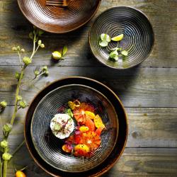 (6 pcs) METALLIC | Deep Plate - Stoneware - Ø260mm - Brown