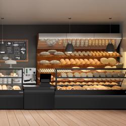 Brottheke TORONTO - 1300mm - schwarze Front - 1 Ablage