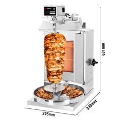 Gas Doner Kebab Grill (Shawarma/Gyros) - 1 Burner - up to 5kg - 3.25kW - Countertop - incl. 1 skewer, drip tray & 2 double doors