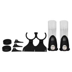 Dispensador de cereales Profesional - doble - Ø115mm - dosificador giratorio - 2 contenedores de plástico - Soporte de acero inoxidable - Negro