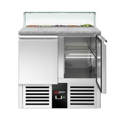 Saladette PREMIUM - 900mm - 2 deuren - met rechte glazen opzetvitrine voor 5x GN 1/6