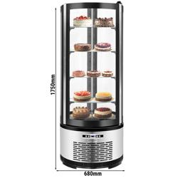 4-Sided Glass Display Fridge Self-Service - 360L - 680mm - Double glazing - round - with 4 glass shelves - 1 self-closing door - for patisserie